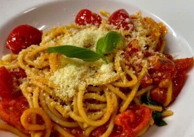 pasta with tomato cheese and basil
