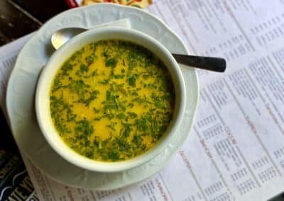 soup with green herbs
