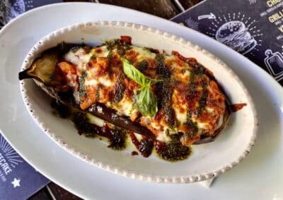 filled eggplant with cheese and sauce