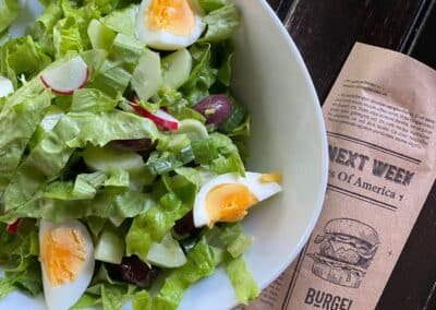 green salad with eggs and cucumbers
